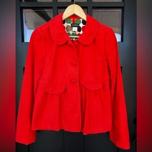 J. Crew Women's Linen Blazer Bright Orange Peplum Jacket Classic Size 4